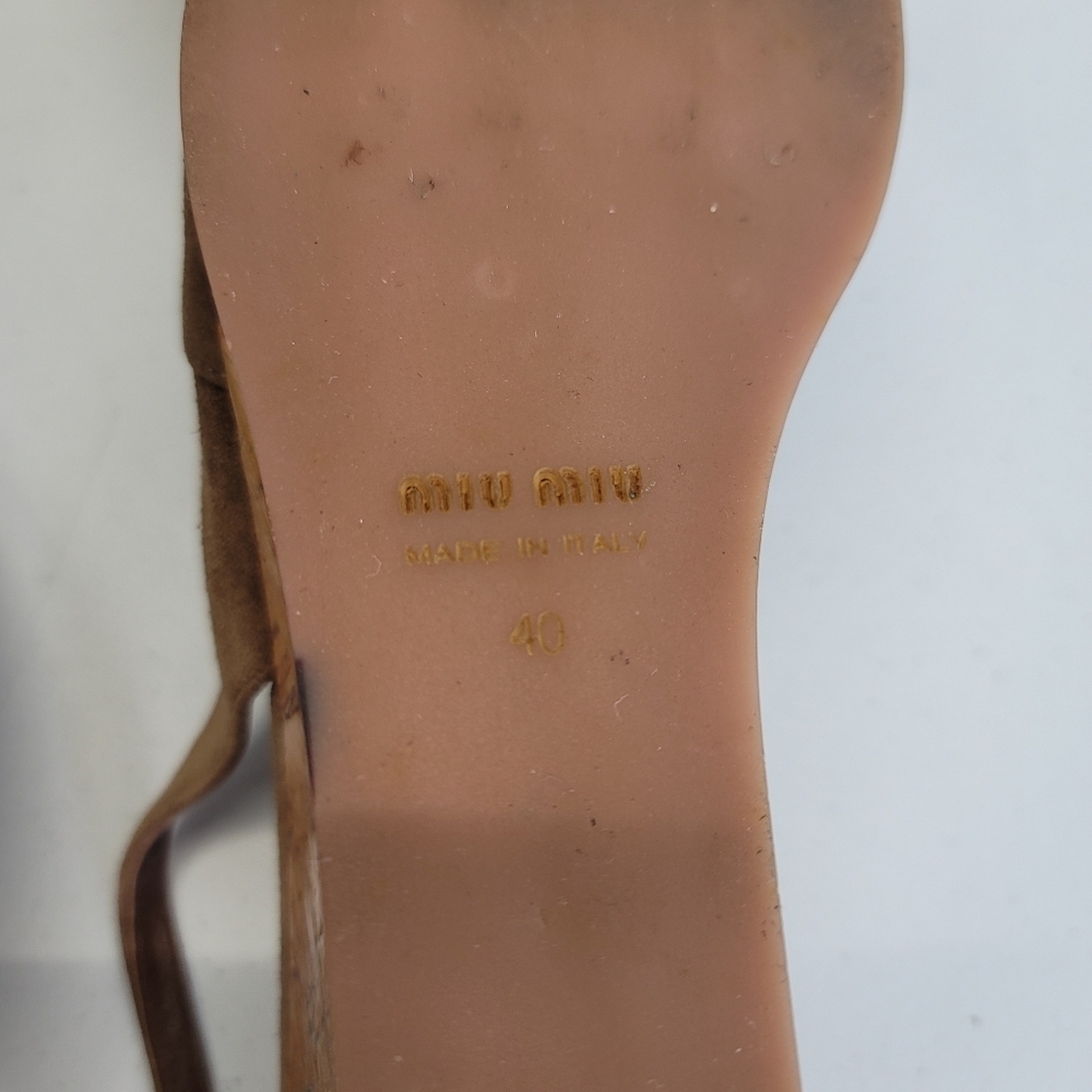 Miu miu wood & suede leather mules - Picture 5 of 7
